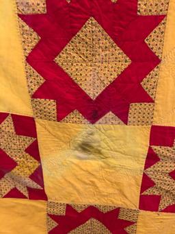 1900s Unfinished Hand Stitched Quilt