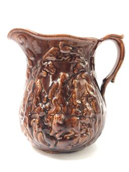 Large Rockingham Hunt Scene Pitcher