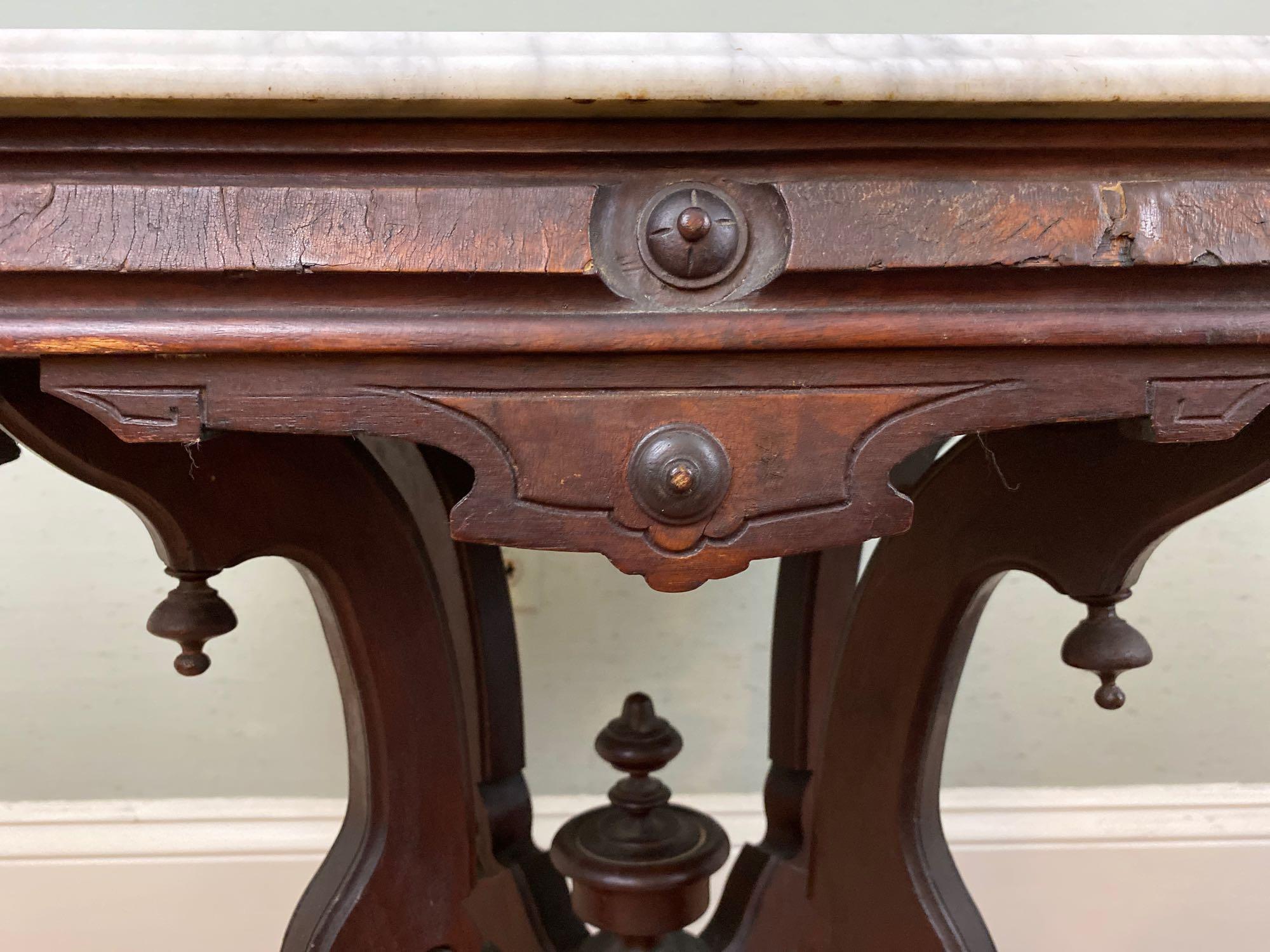 1860s Marble Top Mahogany Table