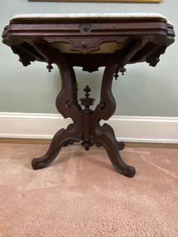 1860s Marble Top Mahogany Table