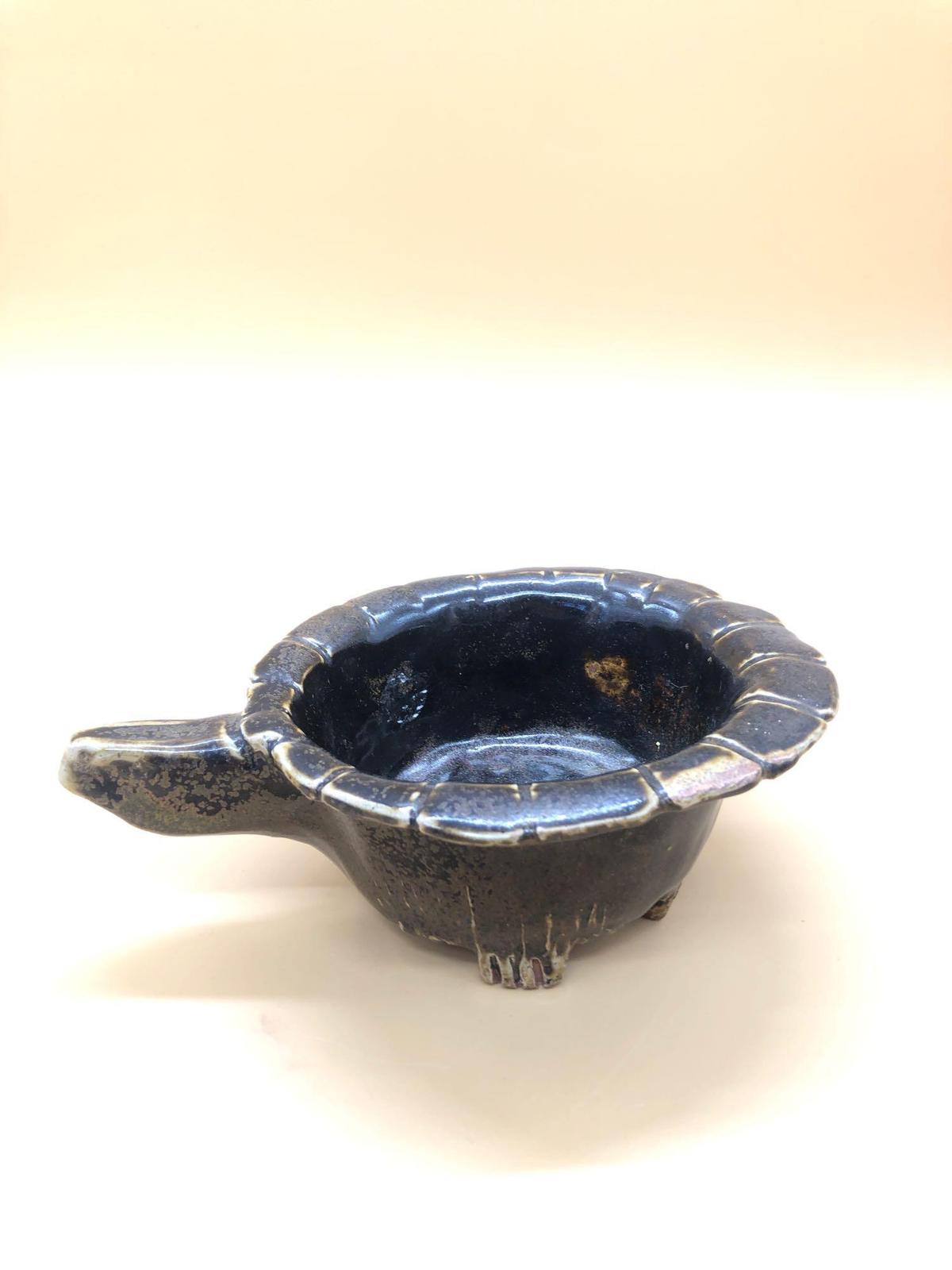 Slider Turtle Pottery Bowl Signed