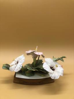 Worcester Royal Porcelain Hibiscus by R. Van Ruyckevelt