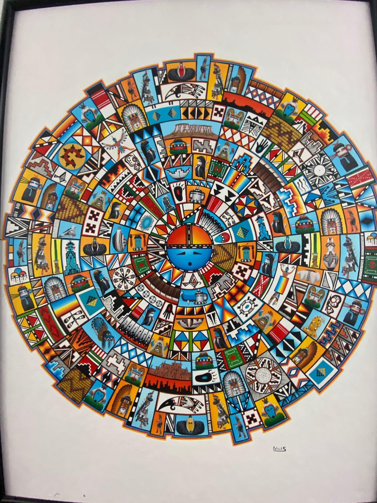 Vivid Original Acrylic "Kaleidoscope" on Canvas by Zuni Artist Patrick Sanchez.