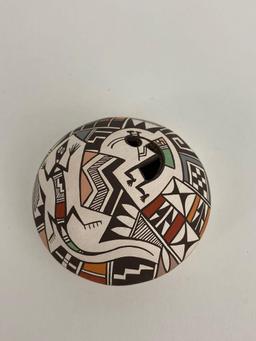 Carolyn Concho signed Acoma Kokopeli Seed Jar