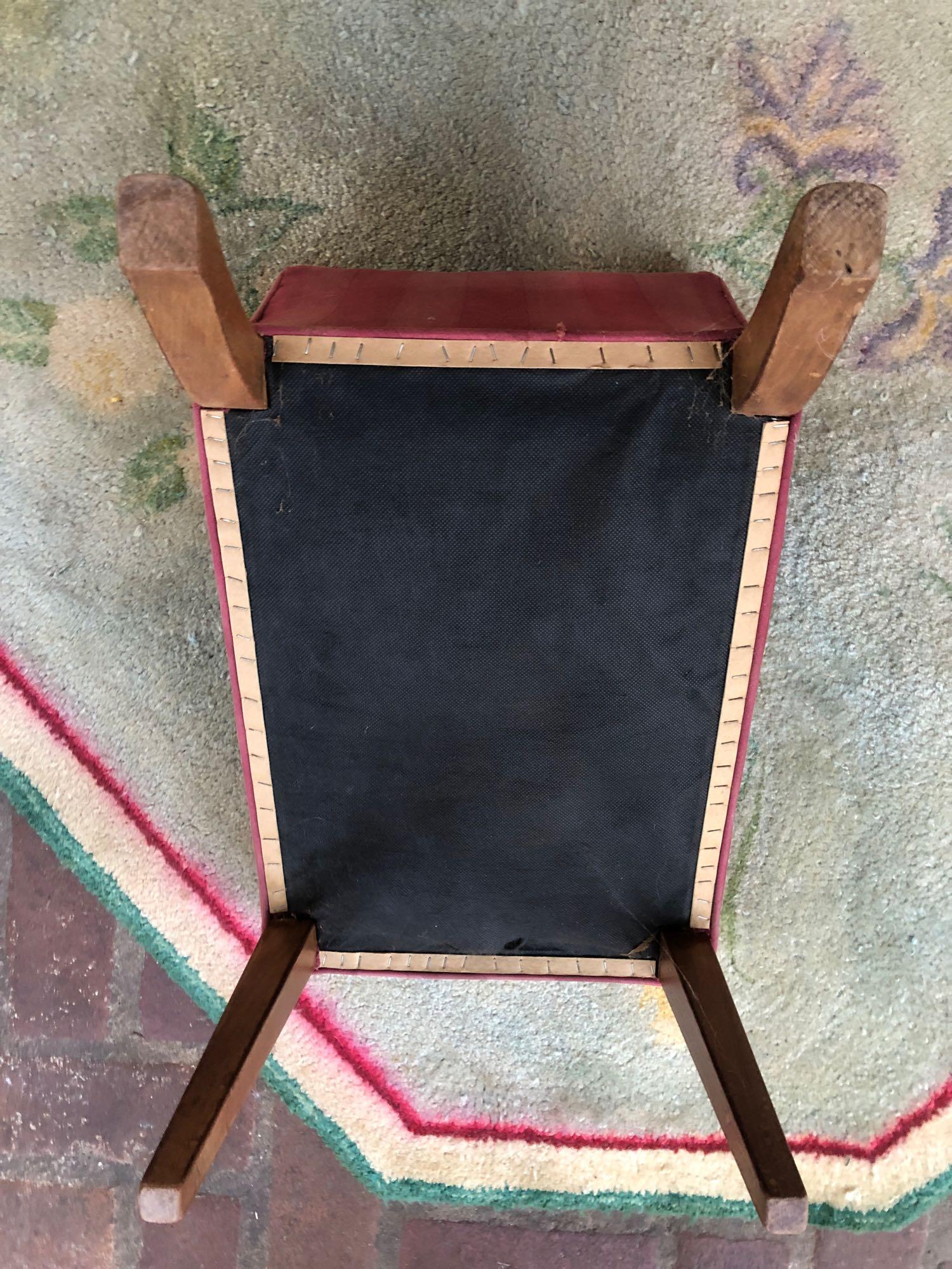 Red Upholstered Arm Chair W/ Foot Stool