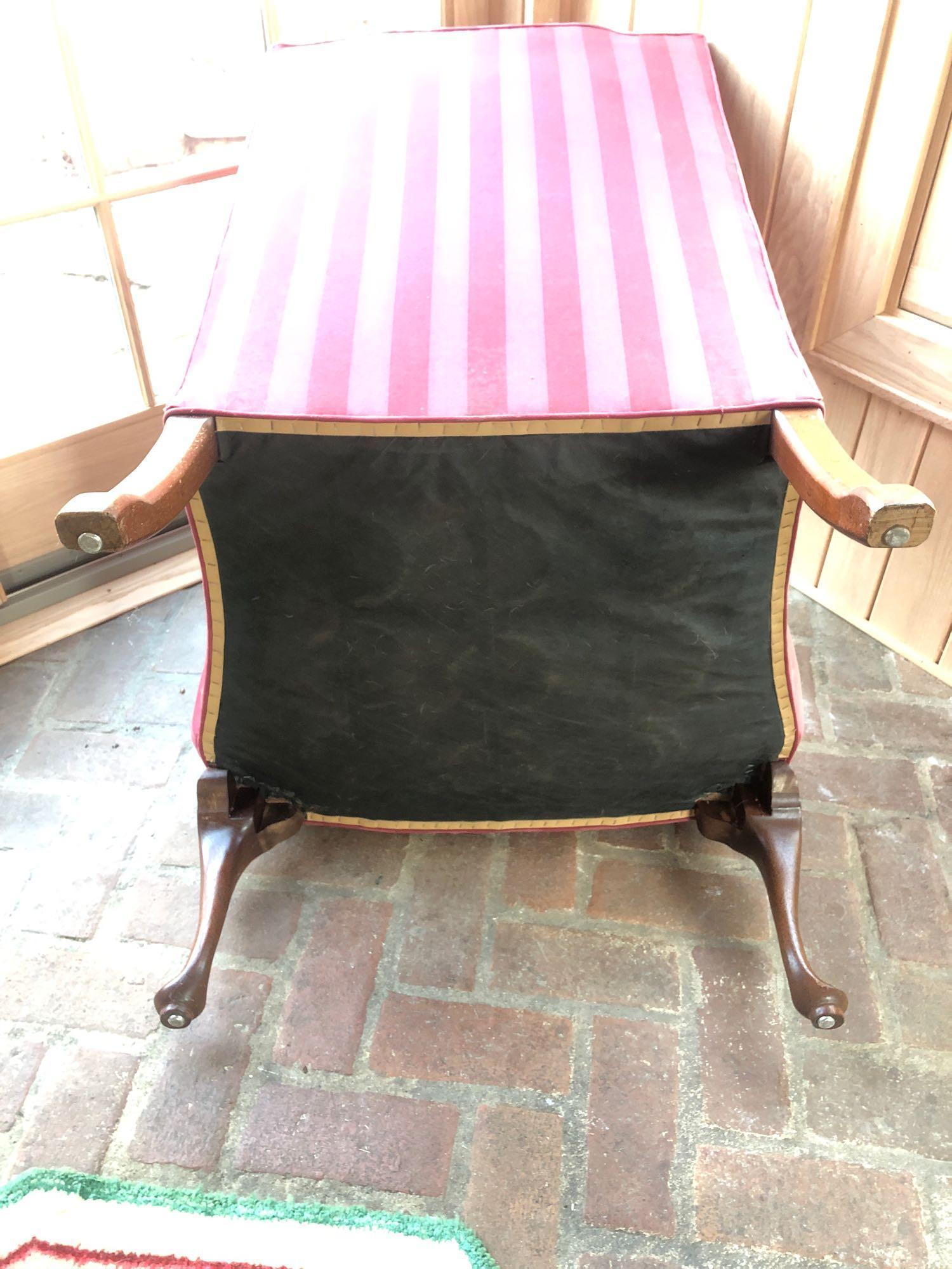 Red Upholstered Arm Chair W/ Foot Stool