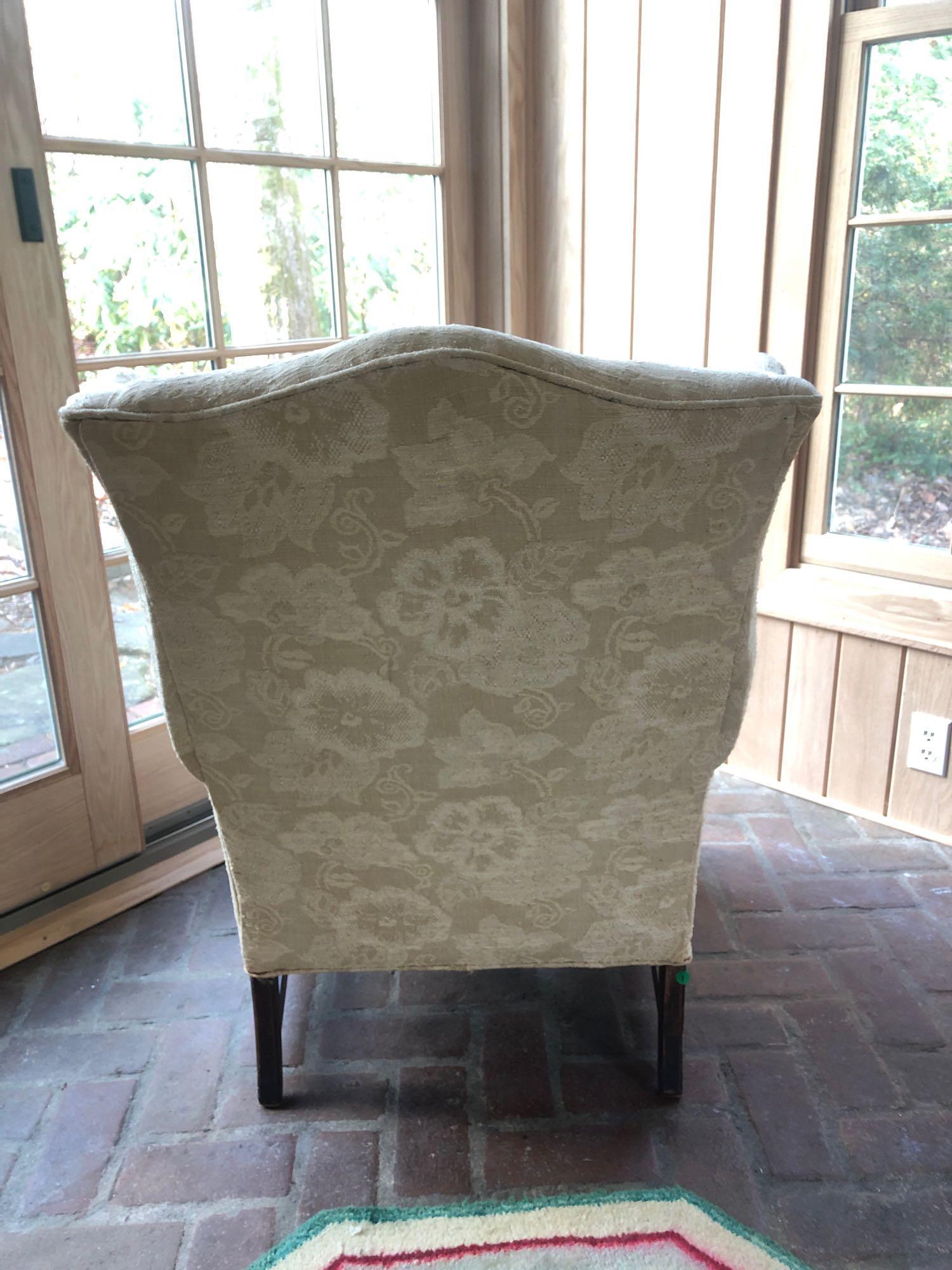 Creme White Arm Chair W/ Foot Stool