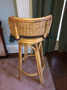 Bamboo and Wicker Bar Chair.