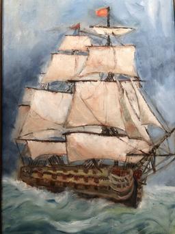 Painting of Ship on Canvas