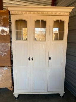 Whitewashed Computer Armoire