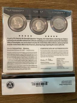 America the Beautiful Quarters Three Coin Set - Glacier National Park