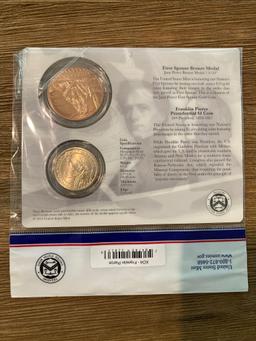US Mint Presidential Dollar and First Spouse Medal set - Pierce 14th