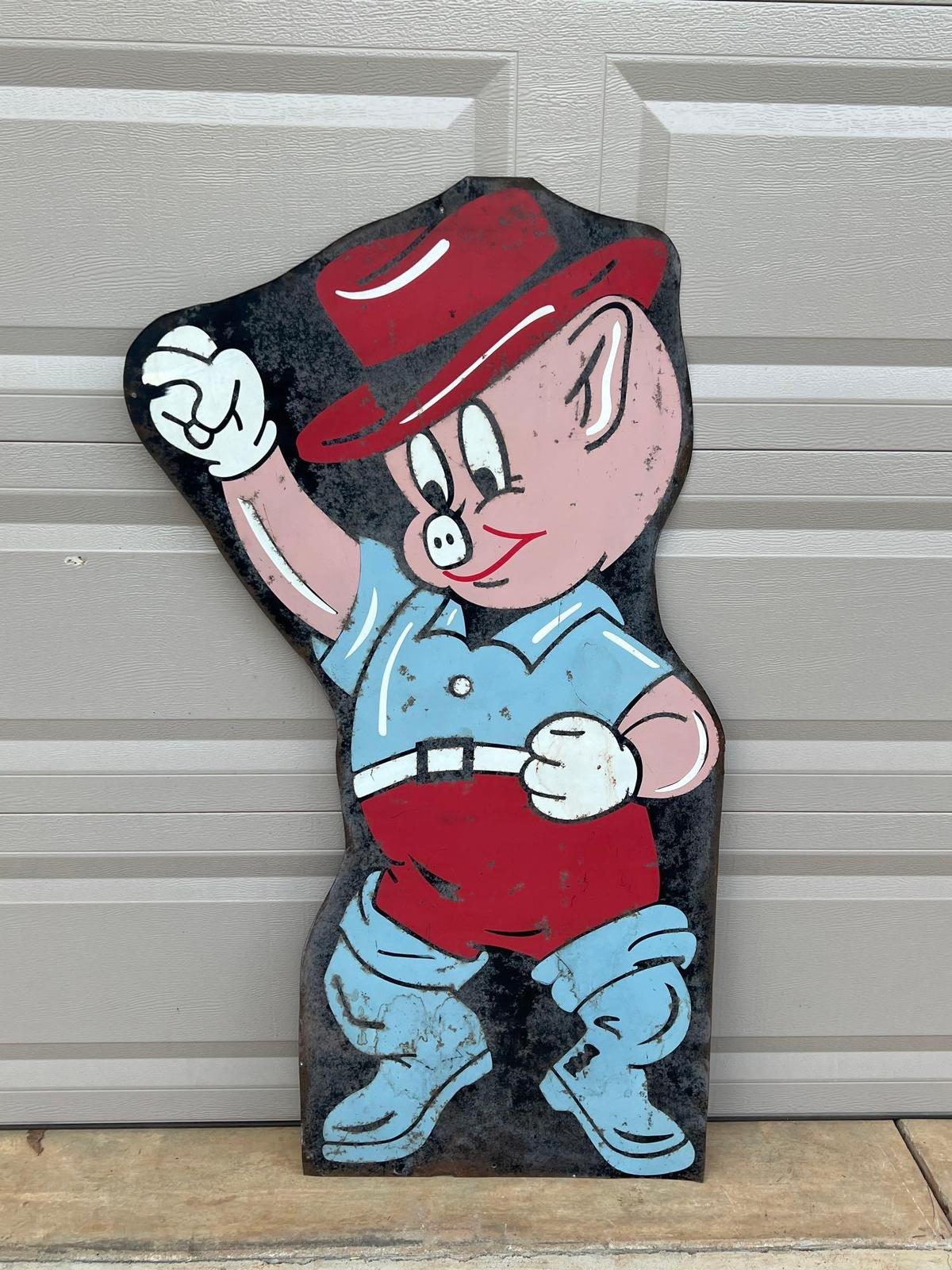 Porky Pig Custom Painted Metal Sigh - Iowa Highway Commission