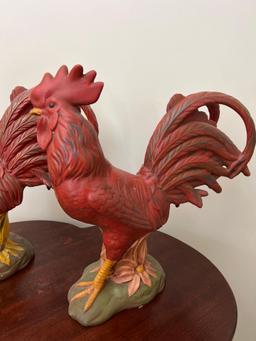 Pair of Farmhouse Ceramic Roosters