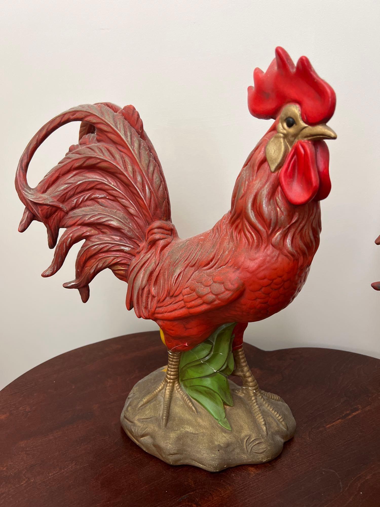 Pair of Farmhouse Ceramic Roosters