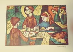 Irving Amen Plate Signed Lithograph Coffee Shop