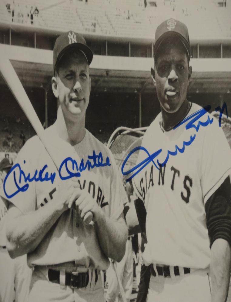 Mickey Mantle Willie MAys Double Signed 8 x 10 Photo