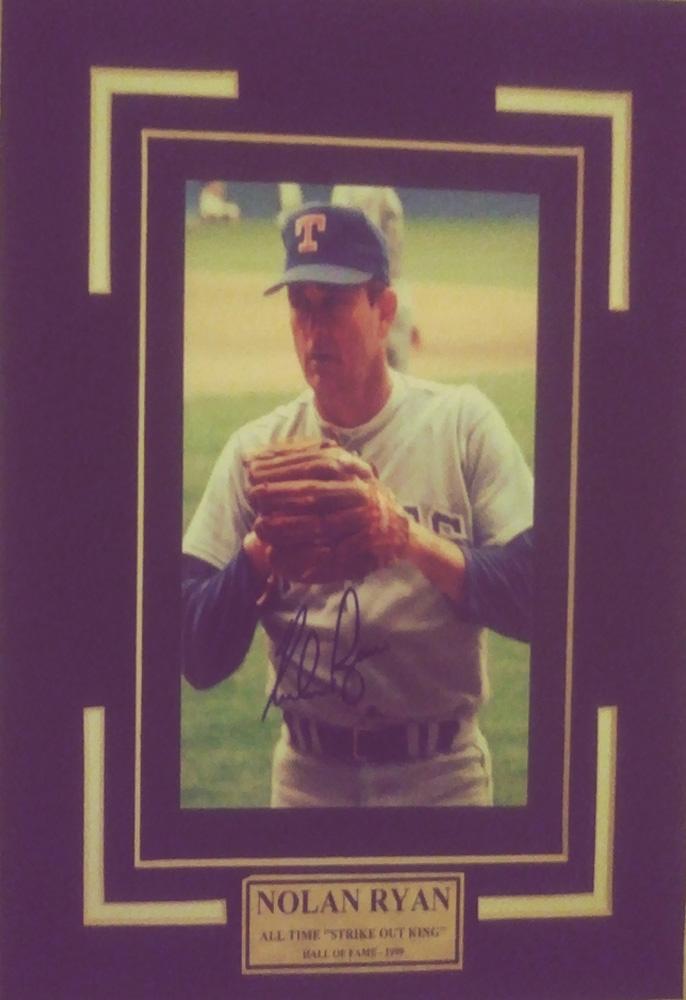 Autographed Nolan Ryan Photo Matted Size 8 x 10