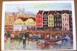 Duaiv "Afternoon at the Harbor" Plate Signed Fine Art Lithograph French Scenic