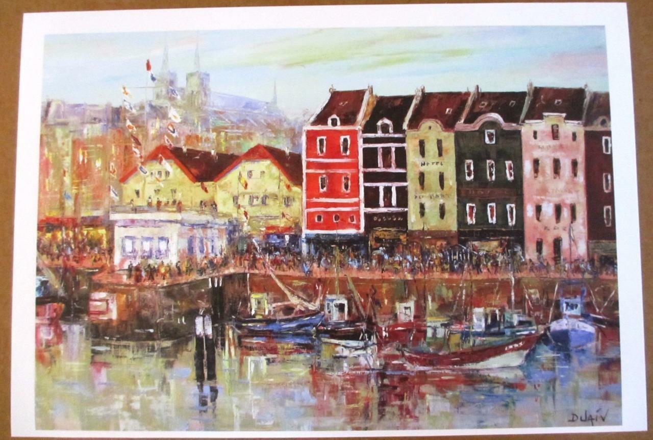 Duaiv "Afternoon at the Harbor" Plate Signed Fine Art Lithograph French Scenic