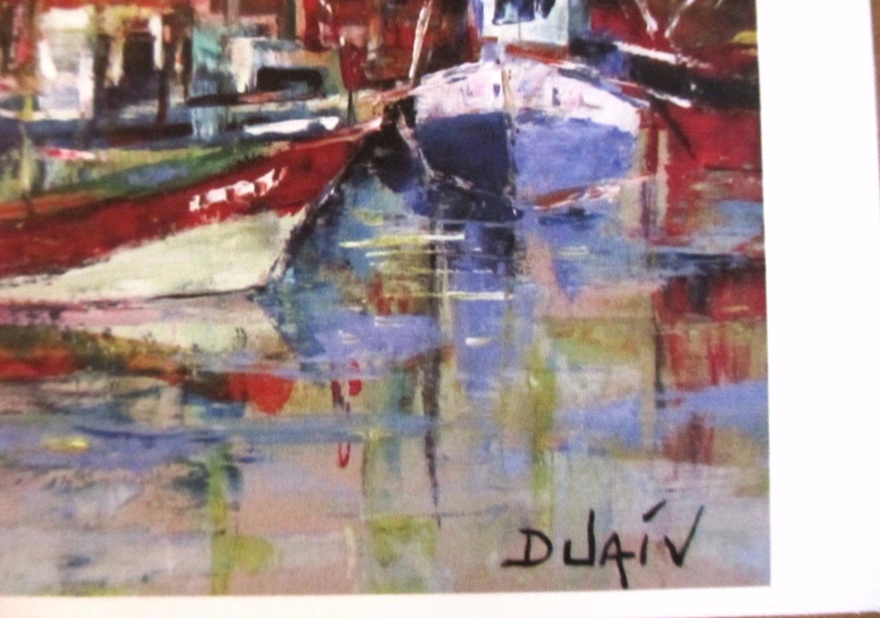 Duaiv "Afternoon at the Harbor" Plate Signed Fine Art Lithograph French Scenic