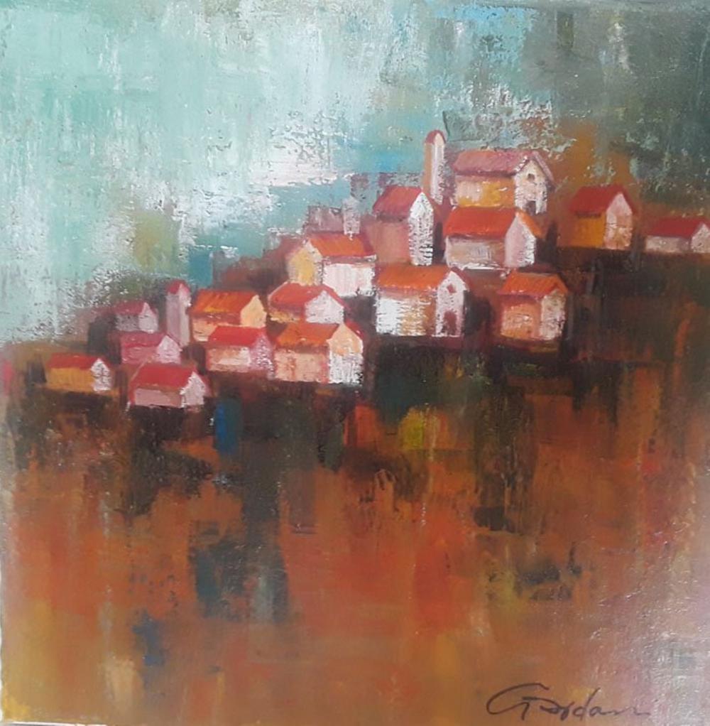 Gardani CLIFFSIDE CITY original oil stretched canvas HS