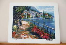 Howard Behrens "Sunlit Stroll" The Sea View Hand Embellished HS# Giclee Paper