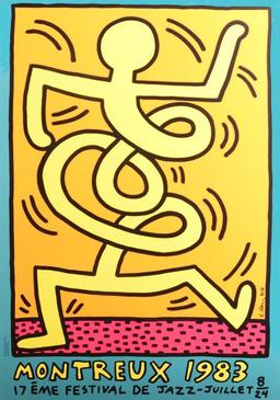 Keith Haring  Montreux Jazz Festival Hand Signed silkscreen 1983
