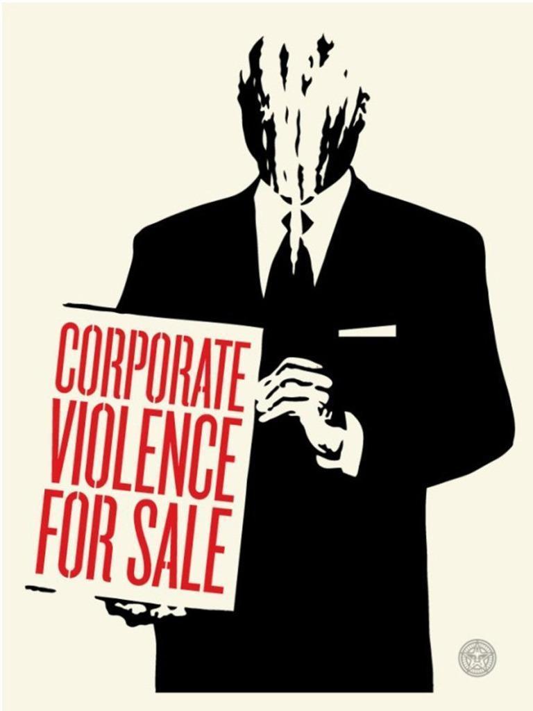 Sheppard Fairey Hand Signed Corporate Violence For Sale - Obey