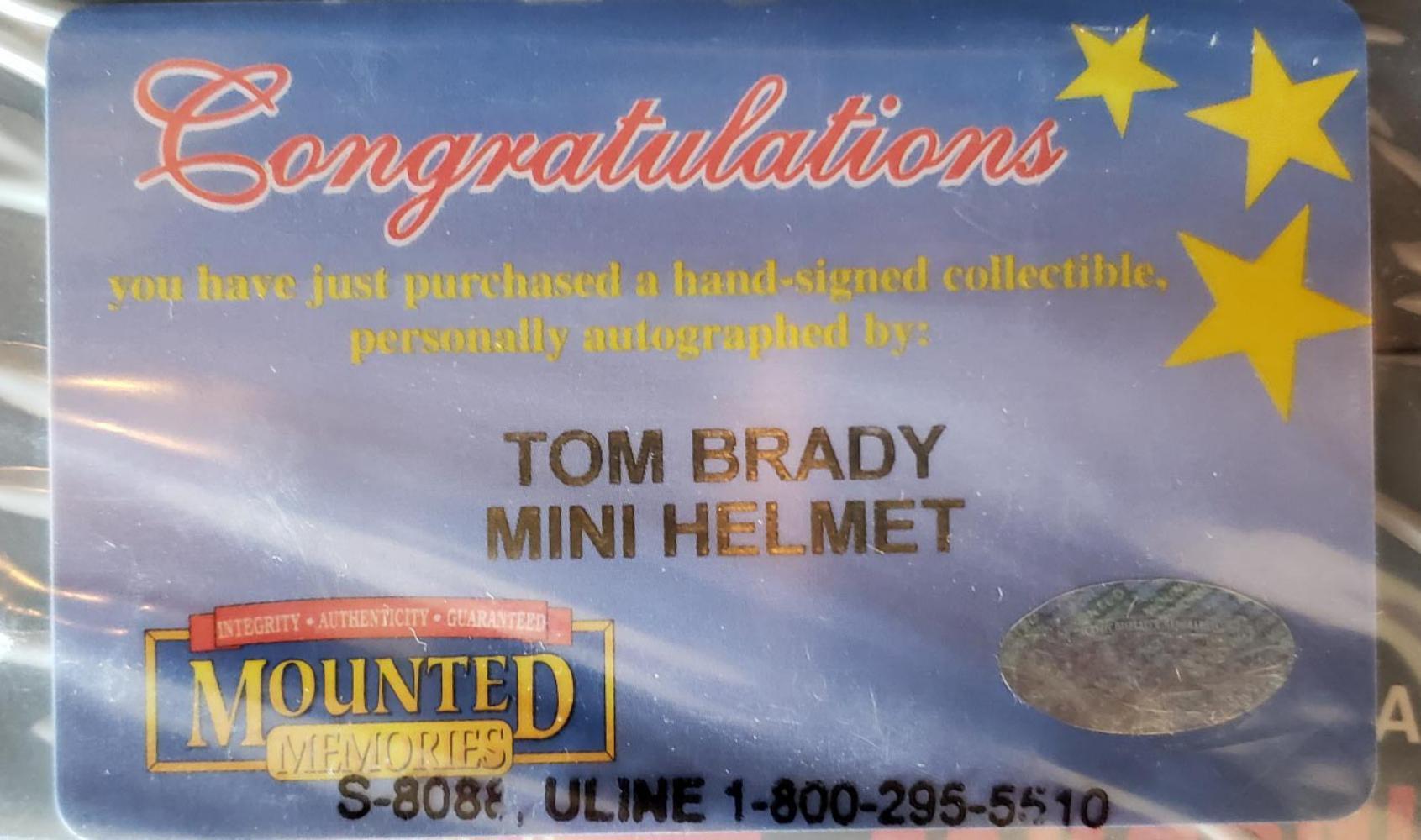 Tom Brady Autographed Patriots Mini-Helmet (Mounted