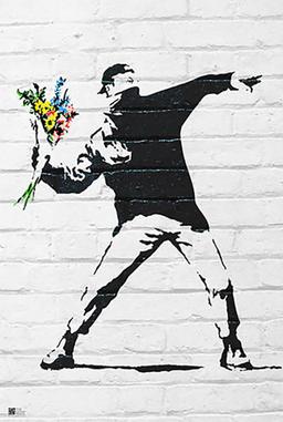 Banksy Flower Bomber Figurative Illustration offset Lit