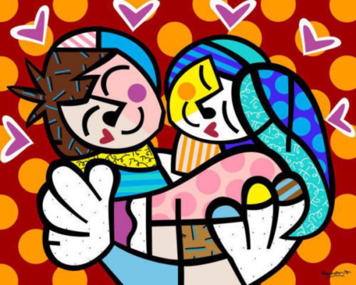 Embrace by Romero Britto offset lithograph unframed