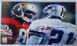 Jerry Rice and Deion Sanders Double Autographed photo With Holo COA