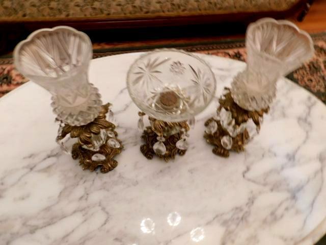 3 Crystal Candle Holders