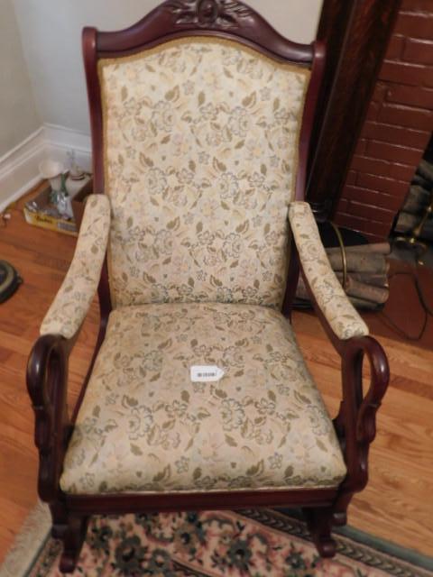 Vintage Mahogany Goose Neck Rocking Chair