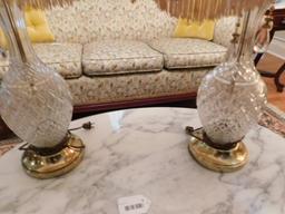 Pair of Crystal Base Lamps