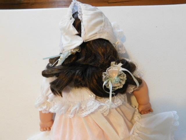 Doll with White Dress and Bonnet