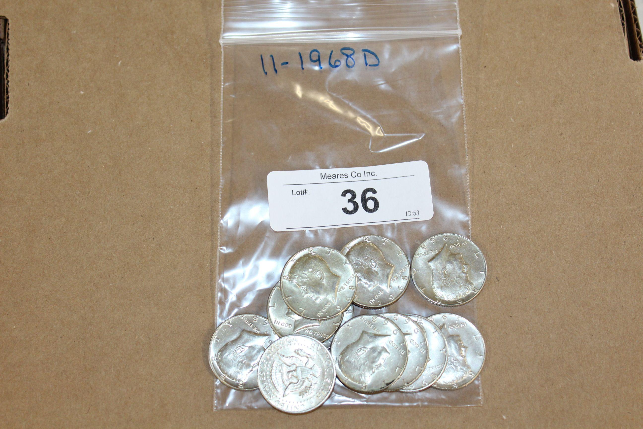11- 1968D Kennedy Half Dollars