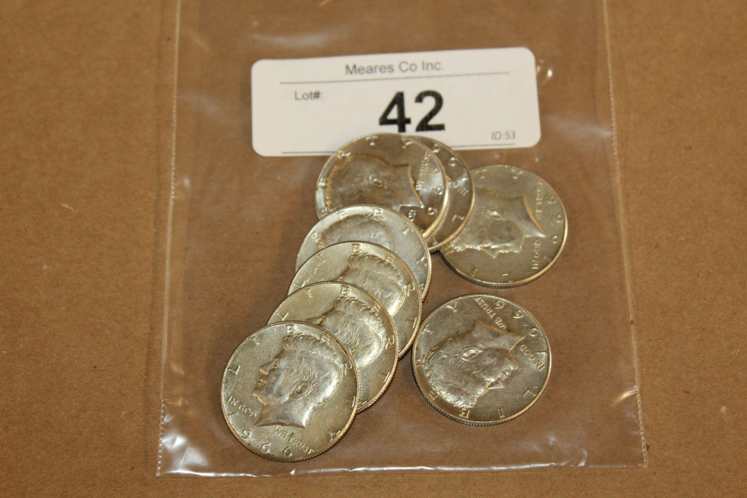 8- 1966 Kennedy Half Dollars