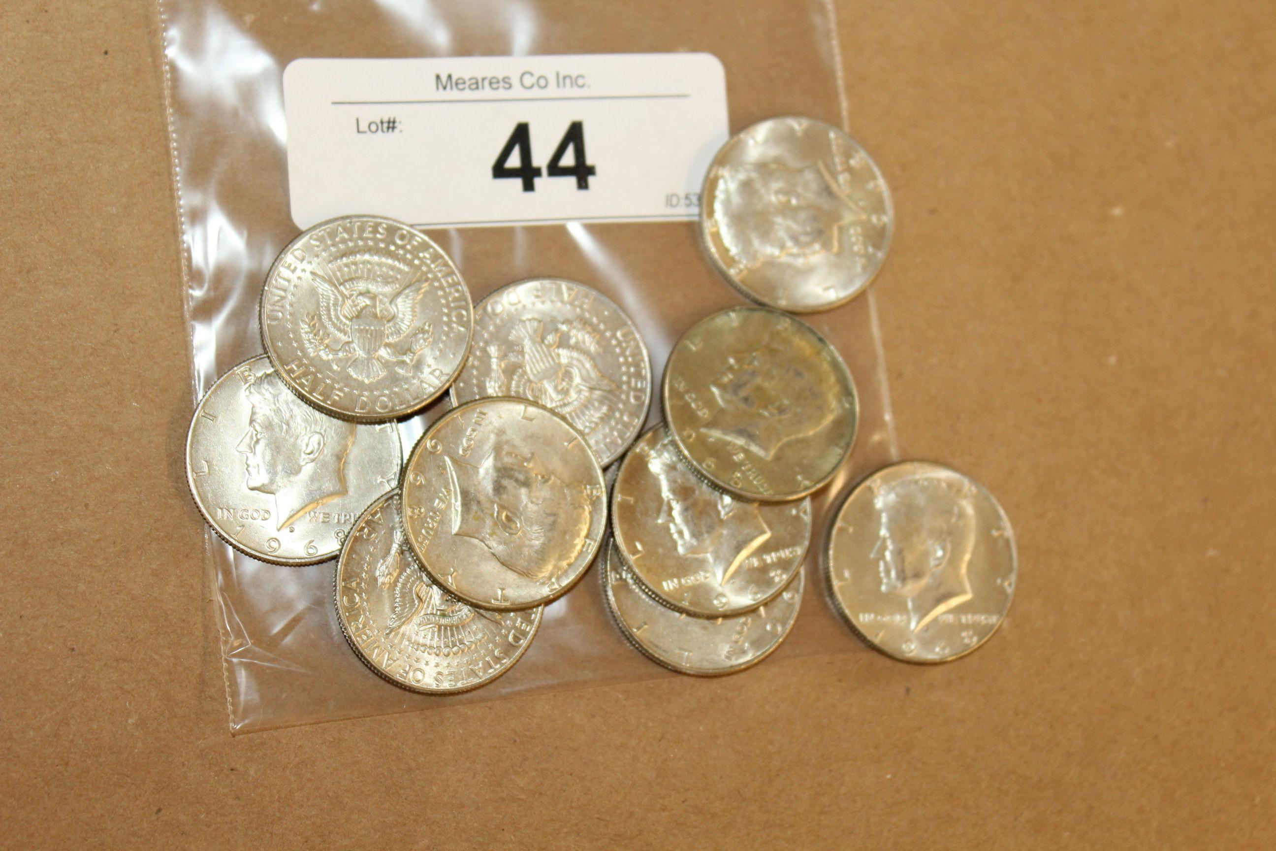 10- 1968D Kennedy Half Dollars