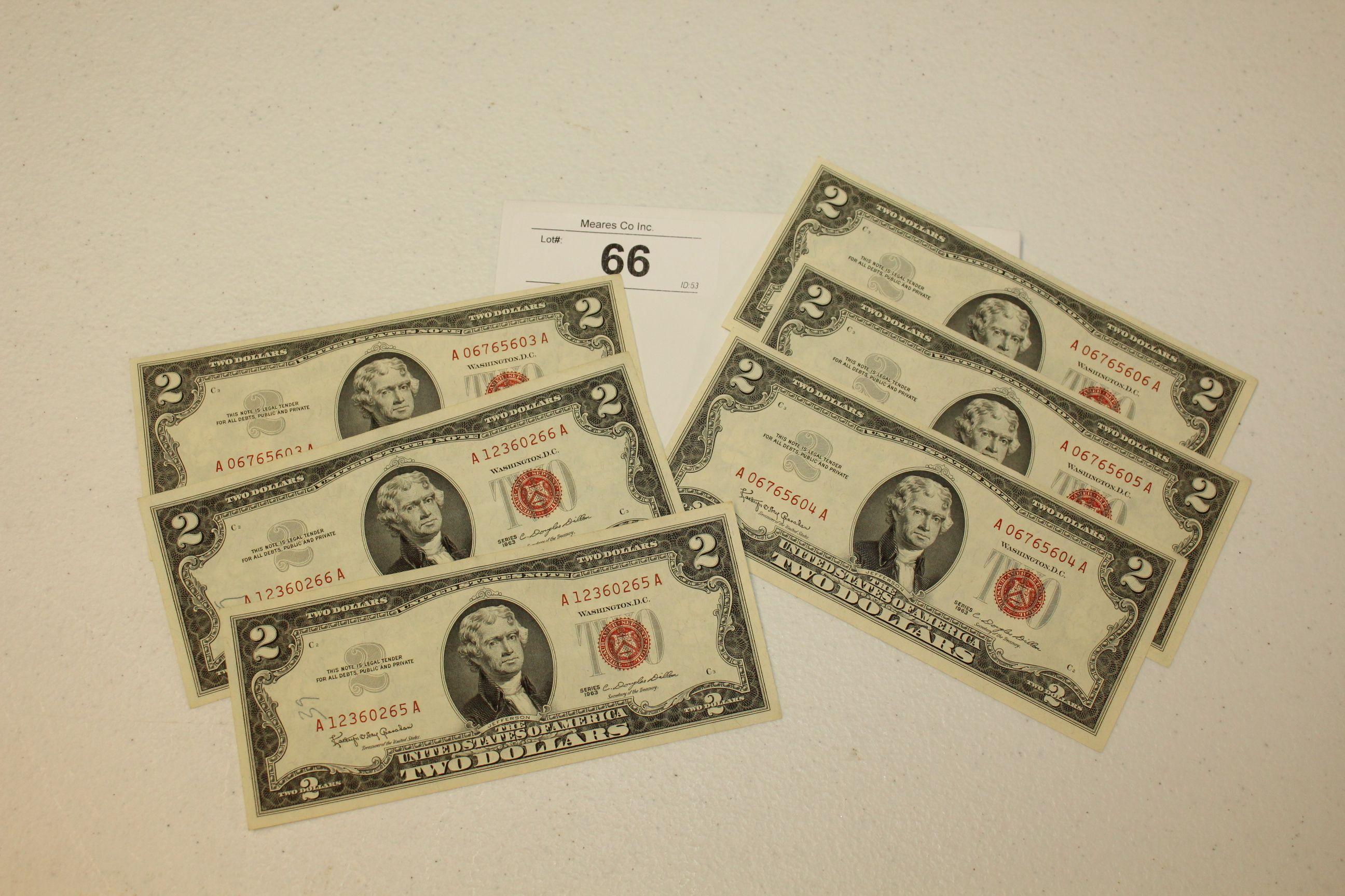 6- 1963 Red Seal $2 Bills