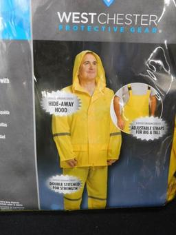 3-Piece Yellow Polyester Rain Suit