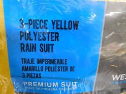 3-Piece Yellow Polyester Rain Suit