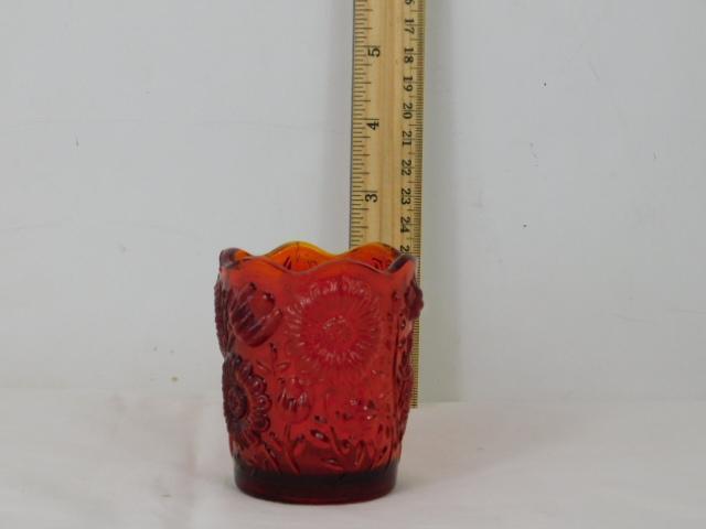 Amberina Glass Glass Toothpick Holder