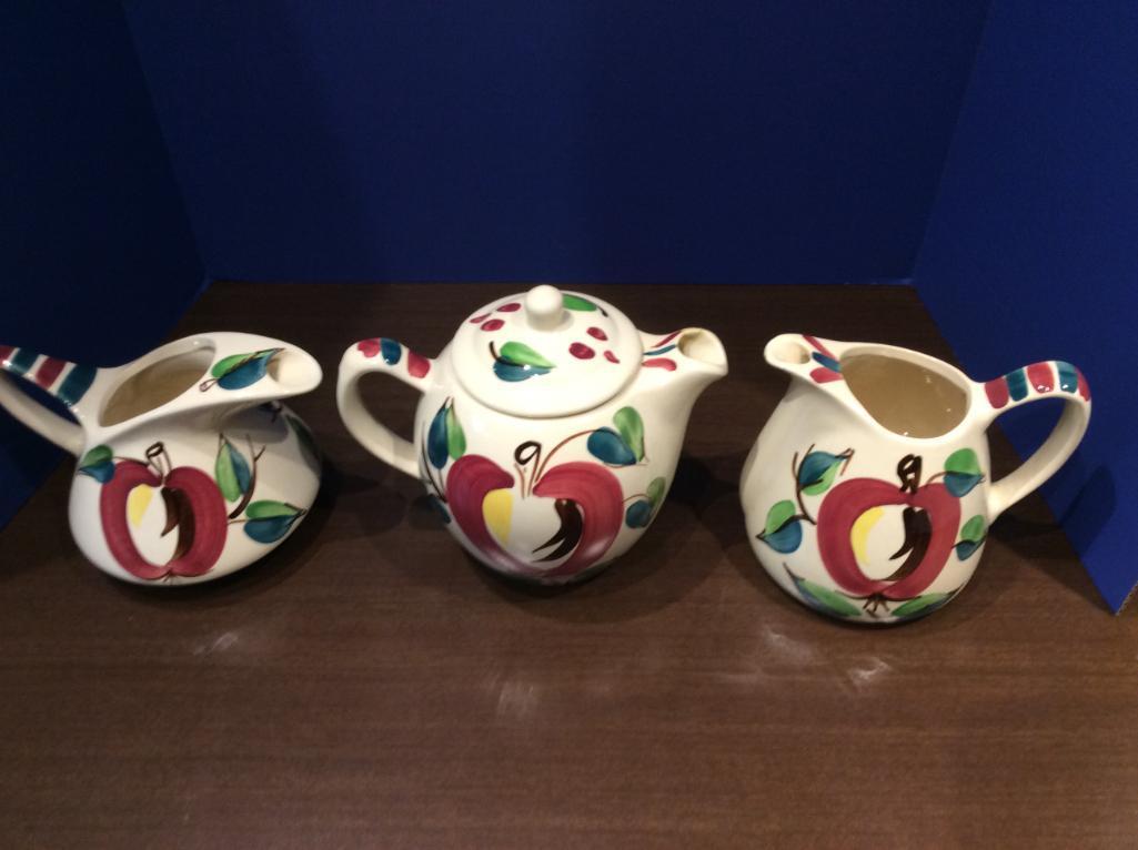 Purinton Pottery Apple Tea Pot and Pitchers