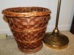 Floor Lamp and Wicker Waste Basket