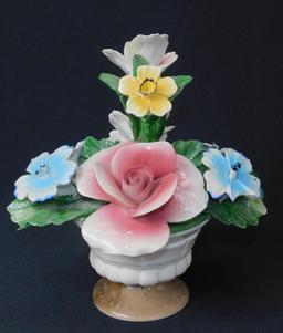 Capodimonte Porcelain Flowers In Pot