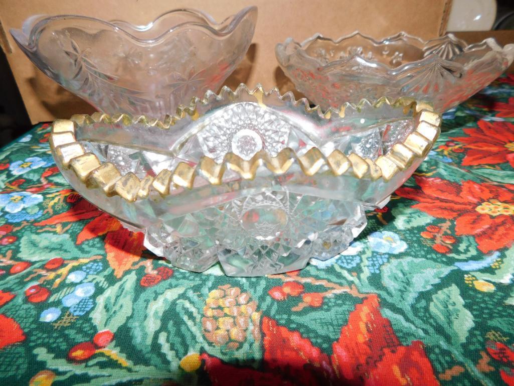 THREE PIECE CANDY DISHES, CLEAR GLASS