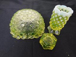 LOT OF THREE URANIUM GLASS PIECES