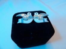 VINTAGE MARGOT DE TAXCO TWIN DOVES PIN. STERLING. APPROX FROM 1950 - 1960s. APPROX 1.75" L AND